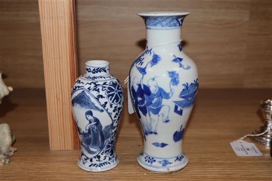 Two Chinese blue and white figure vases, 19th century tallest 20cm